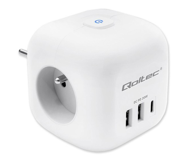 QOLTEC Kostka zasilająca przedłużacz 6w1 3x AC/2x USB/1x USB-C - 1330699 - zdjęcie